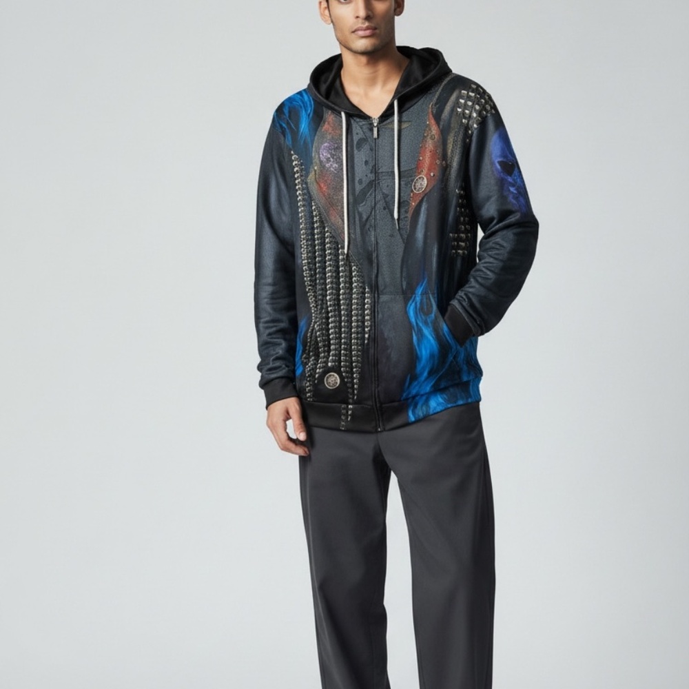 Disney Descendants 3 Hades Full Zip Hoodie Sz 2XL Cosplay Halloween Costume‎